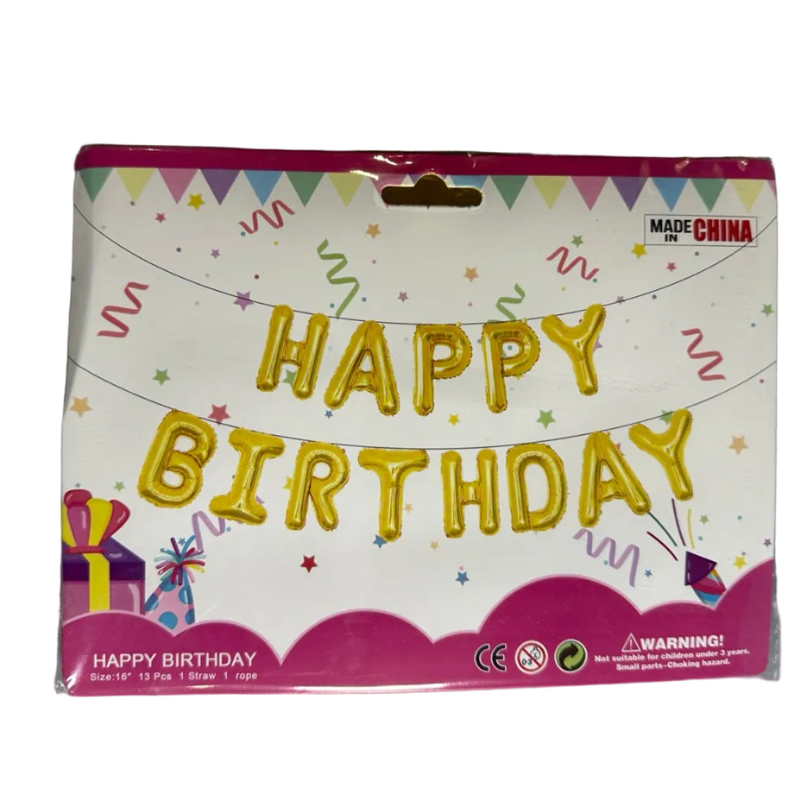 Gold Happy Birthday 16-inch foil letter balloon set