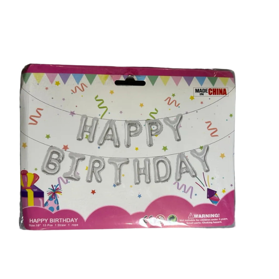 Silver Happy Birthday 16-inch foil letter balloon set