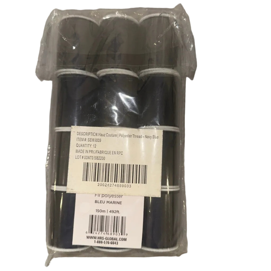 HRS Global SEW039 navy thread back barcode label