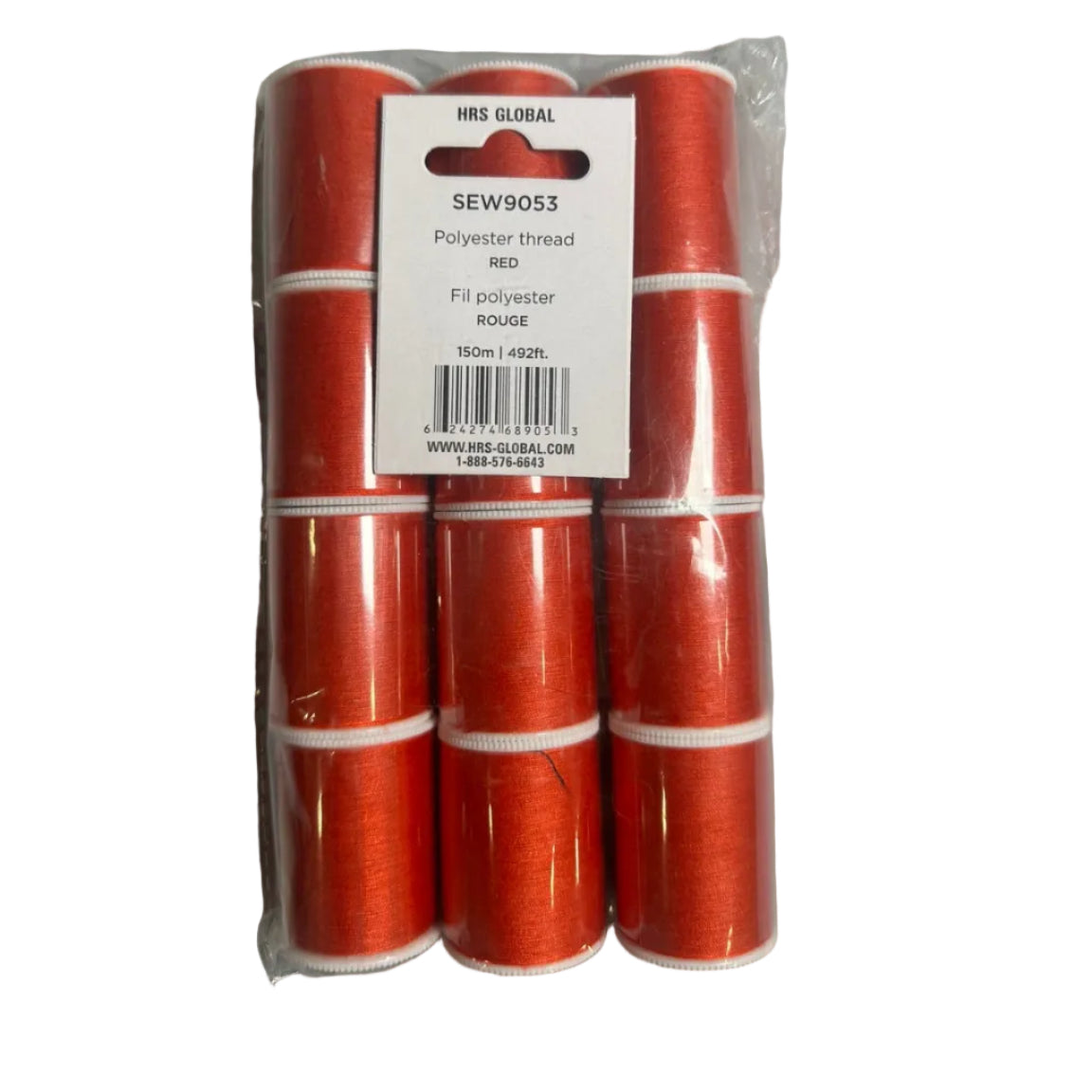 HRS Global red polyester thread 150m 9-pack