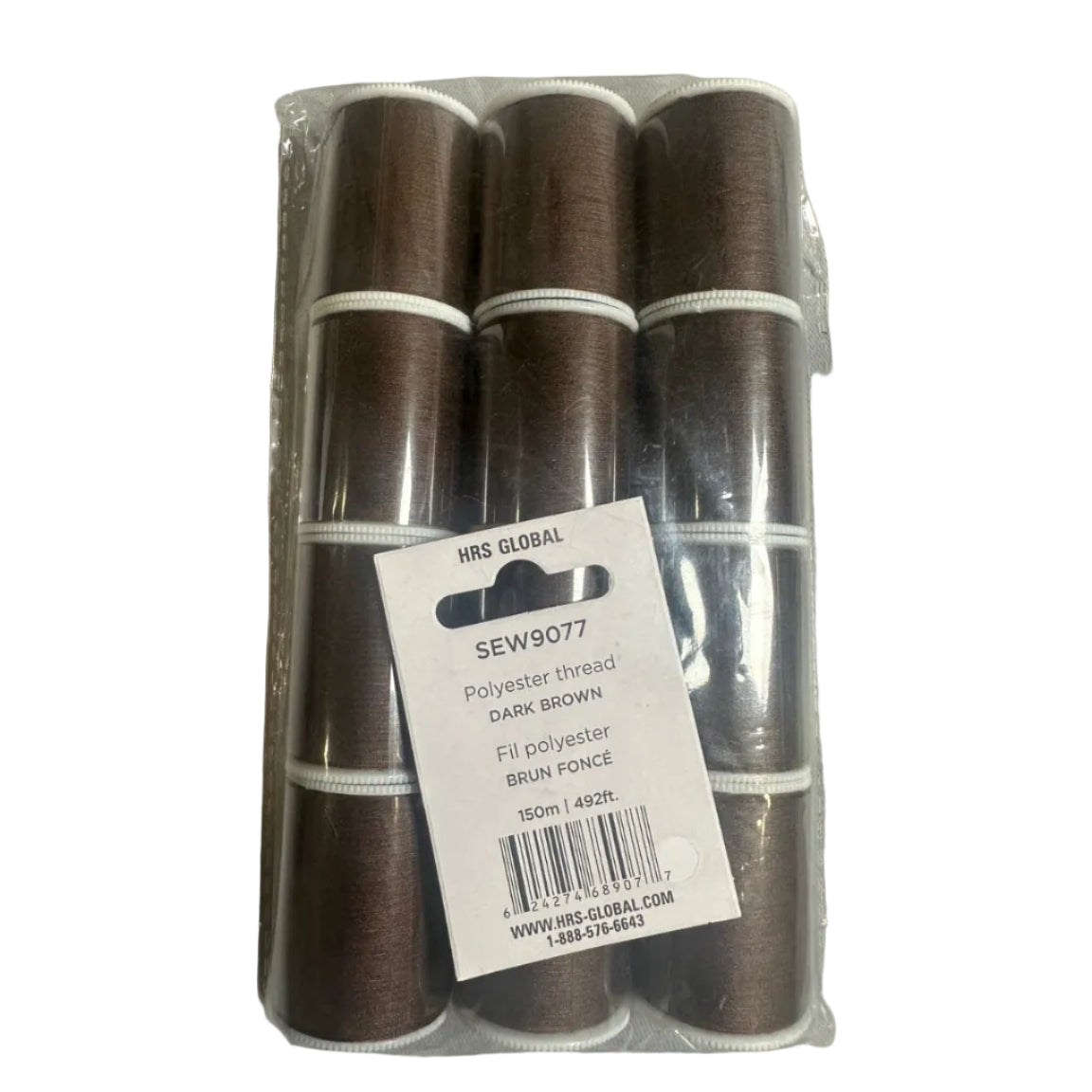 HRS Global dark brown polyester thread 150m 9-pack