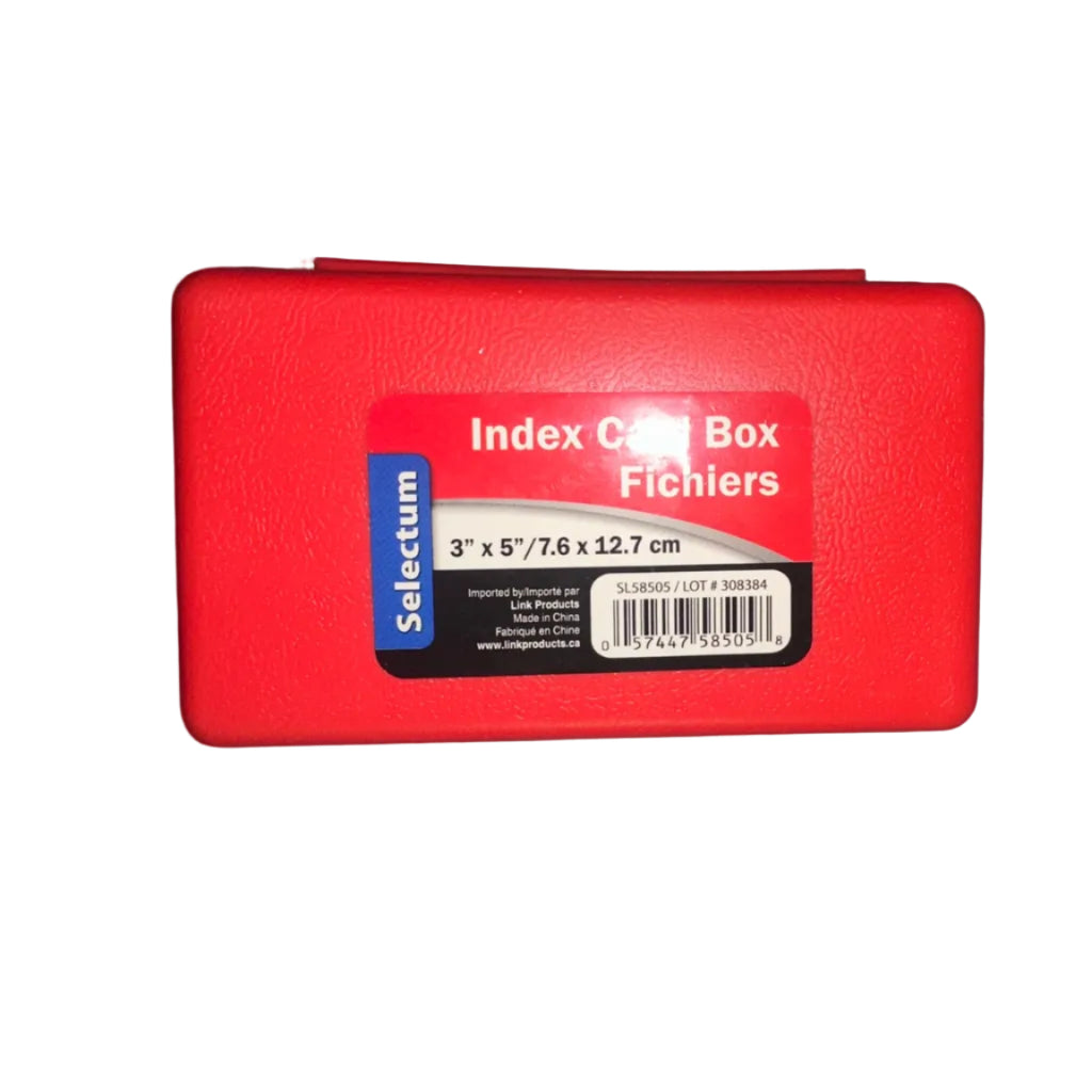 Selectum red 3 x 5 index card box front