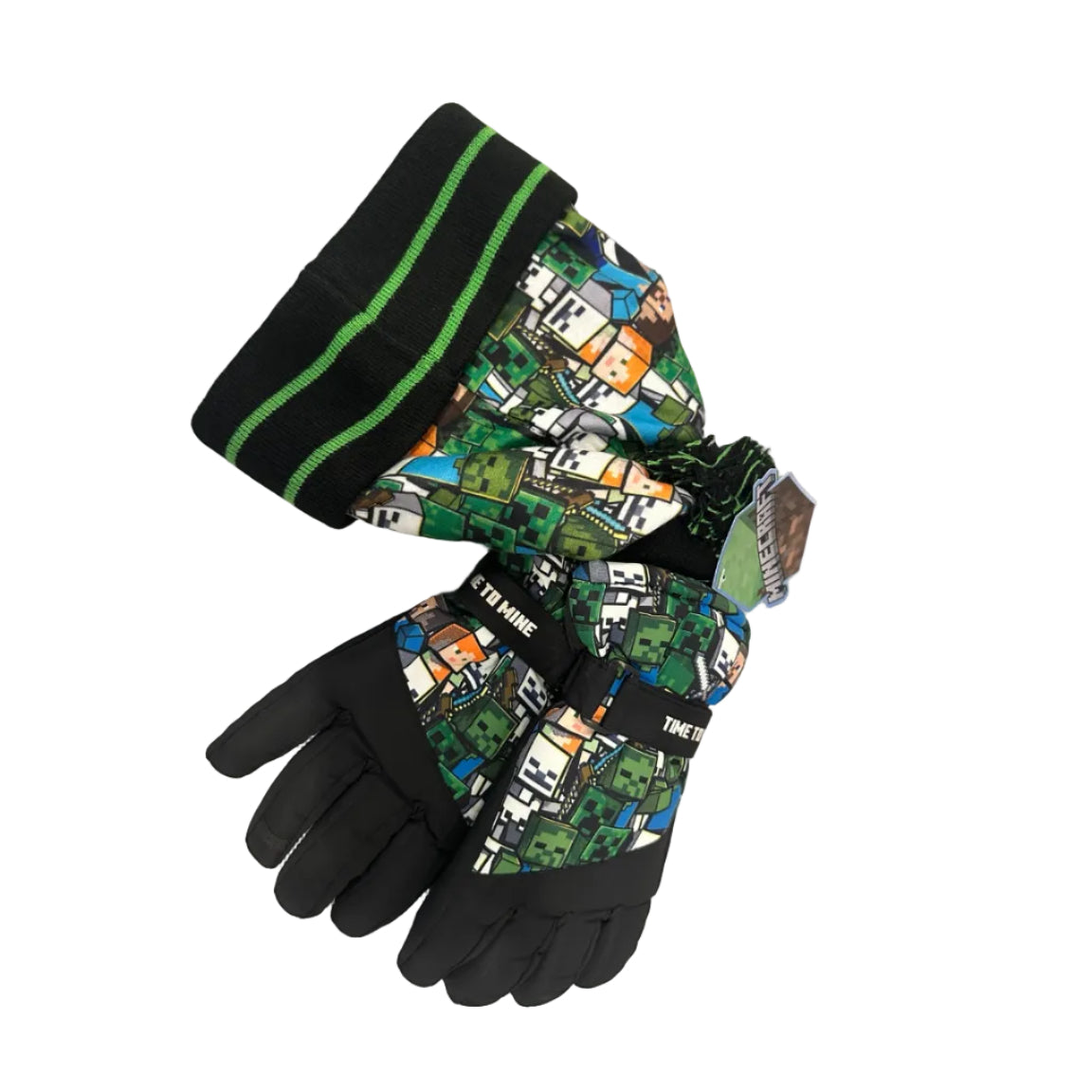 Minecraft winter beanie scarf and gloves set