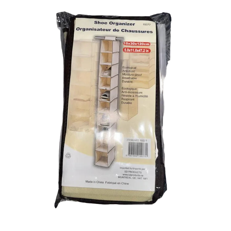 Hanging Shoe Organizer – Beige, 15 × 30 × 120 cm
