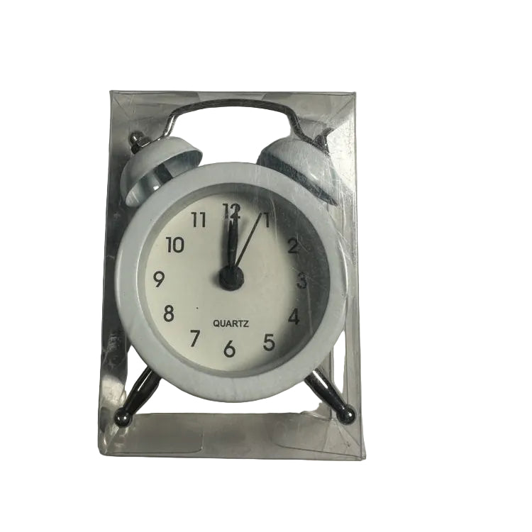 Mini Quartz Twin-Bell Table Clock – Black, Silver or Red