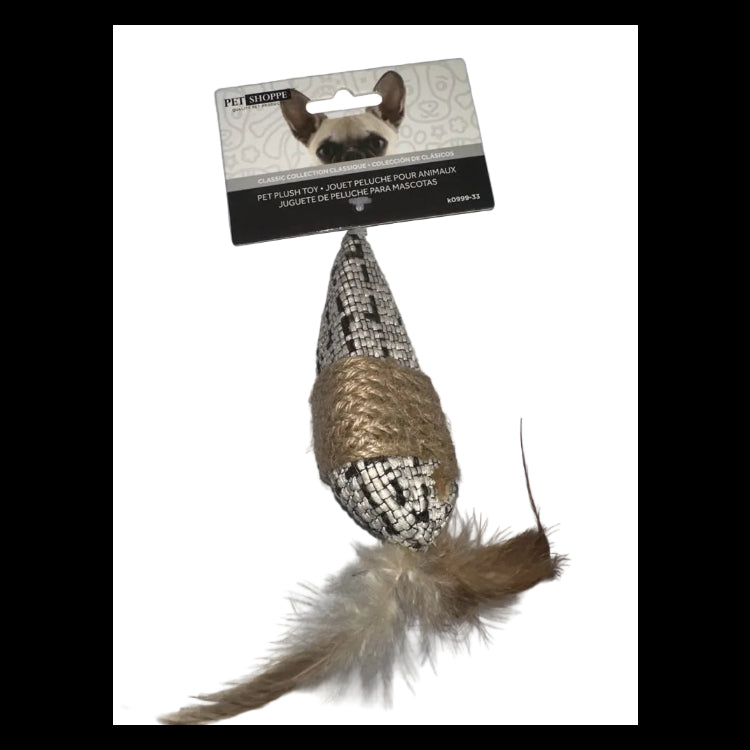 Pet Klub Plush Feather Cat Toy – Silver