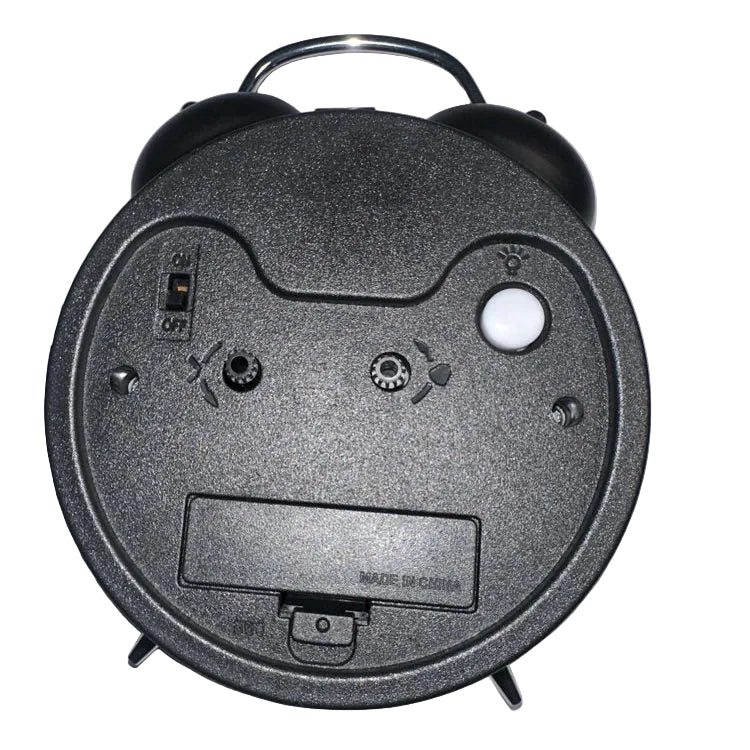 Floral Twin-Bell Alarm Clock – Black