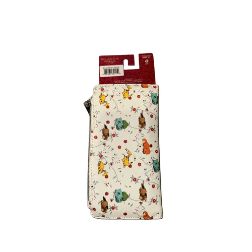 Bioworld Pokémon floral character zip wallet back with product label and barcode