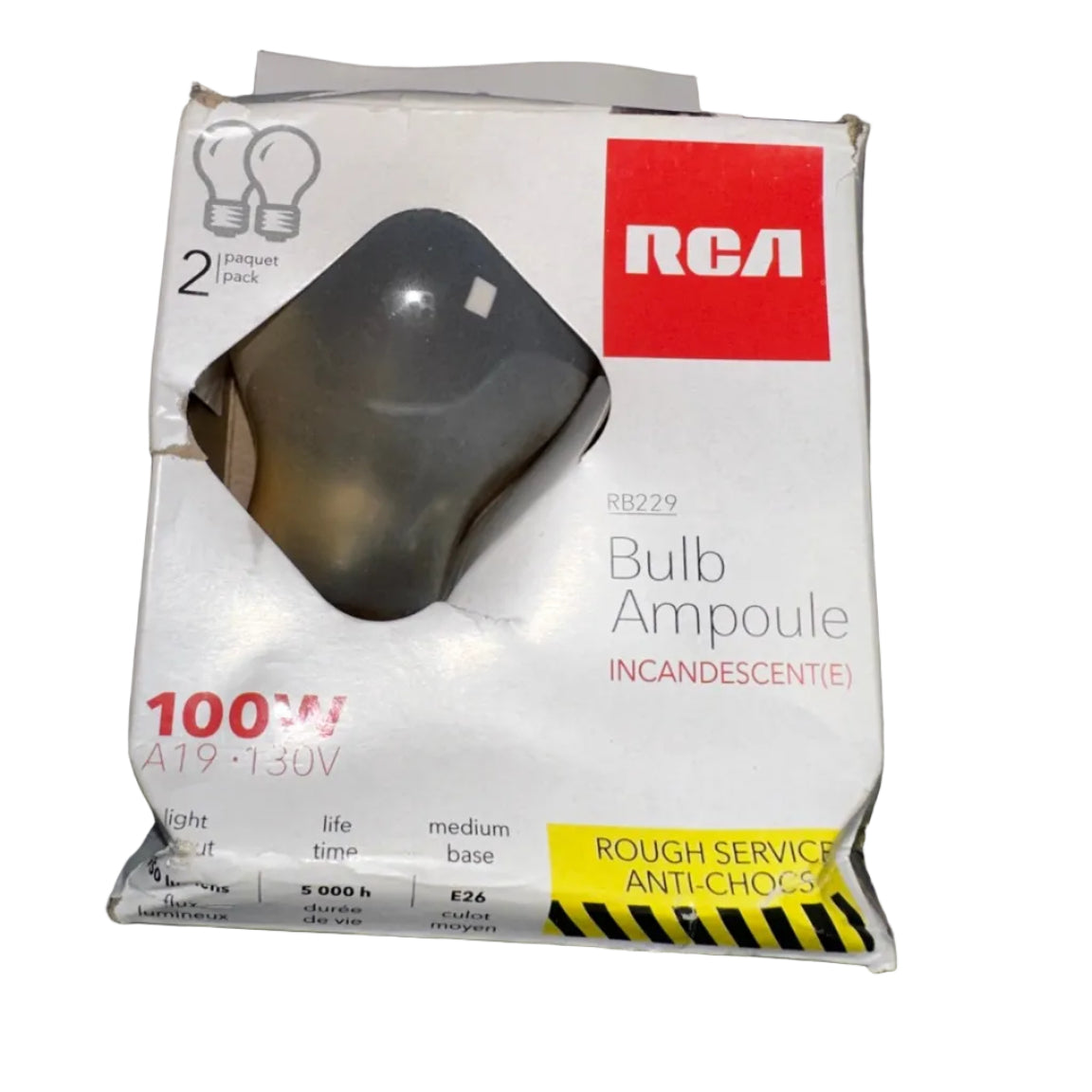 RCA RB229 100W rough service incandescent bulbs 2 pack front