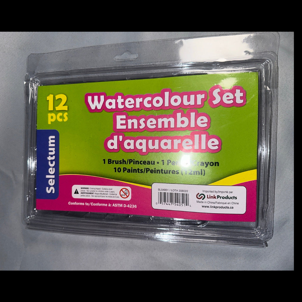 Selectum 12-piece Watercolour Set - package side with barcode