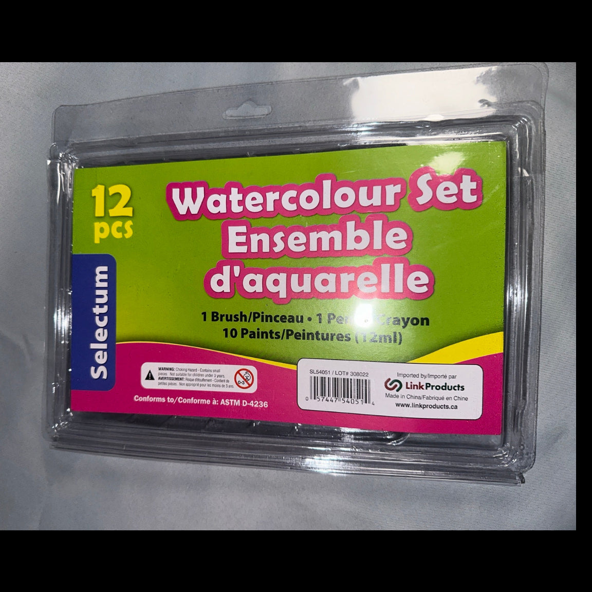 Selectum 12-piece Watercolour Set - package side with barcode