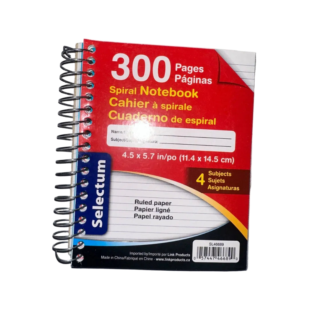 Selectum 300-page 4-subject spiral notebook front