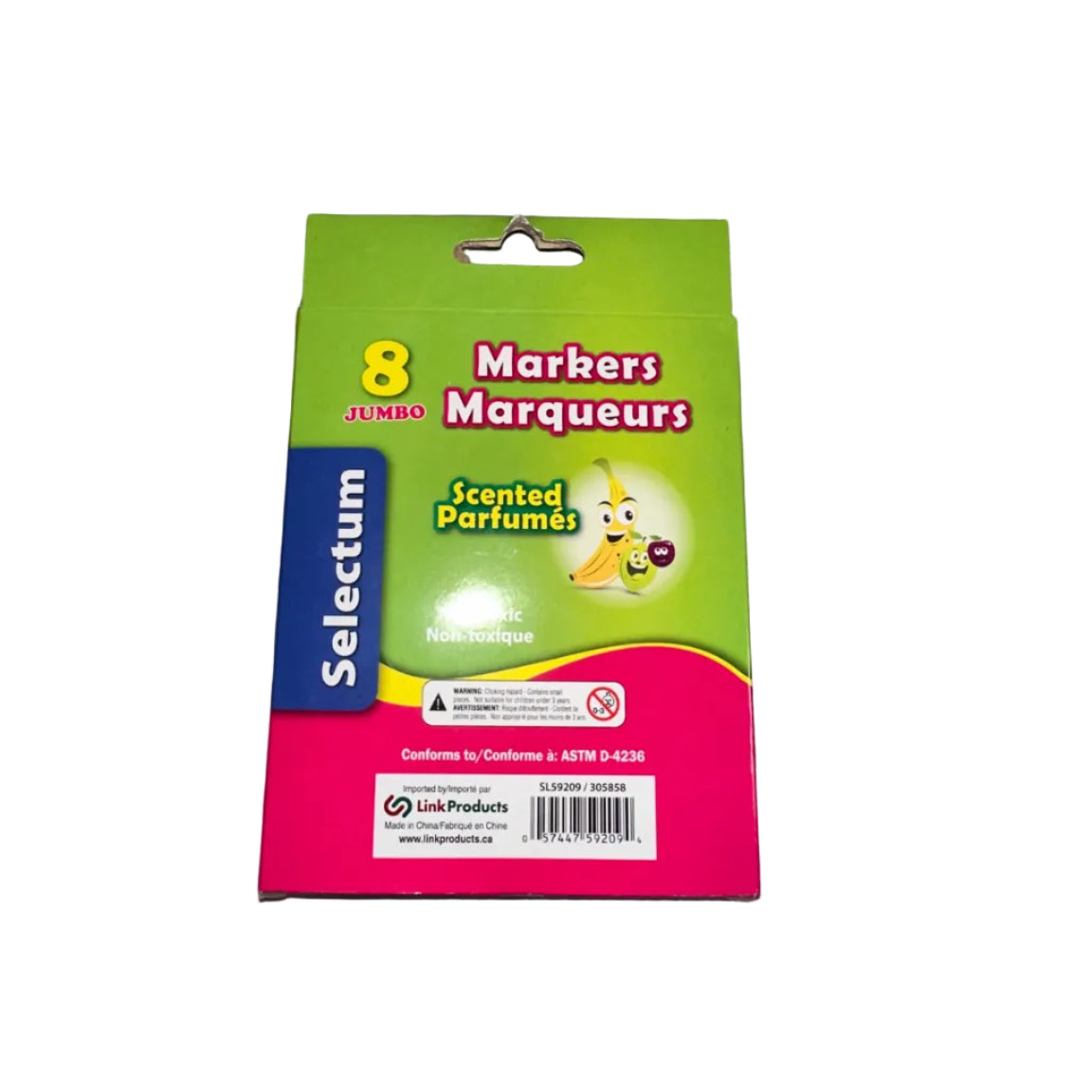 Selectum 8 Jumbo Scented Markers - back and barcode