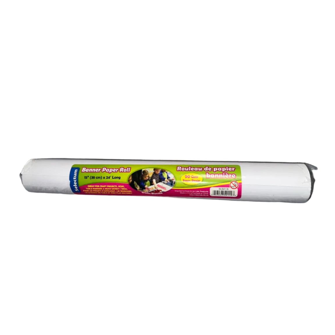Selectum white banner paper roll 15 x 24 ft front