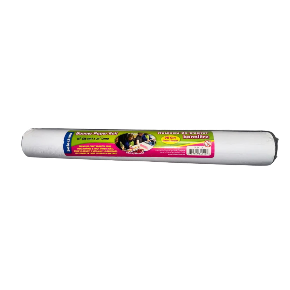 Selectum white banner paper roll label and barcode