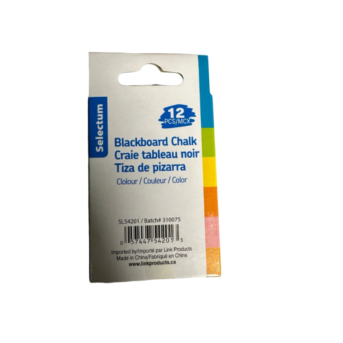 Selectum Blackboard Chalk Colour 12 pc back with barcode