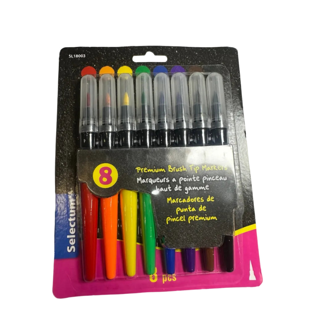 Selectum 8-piece premium brush tip markers front