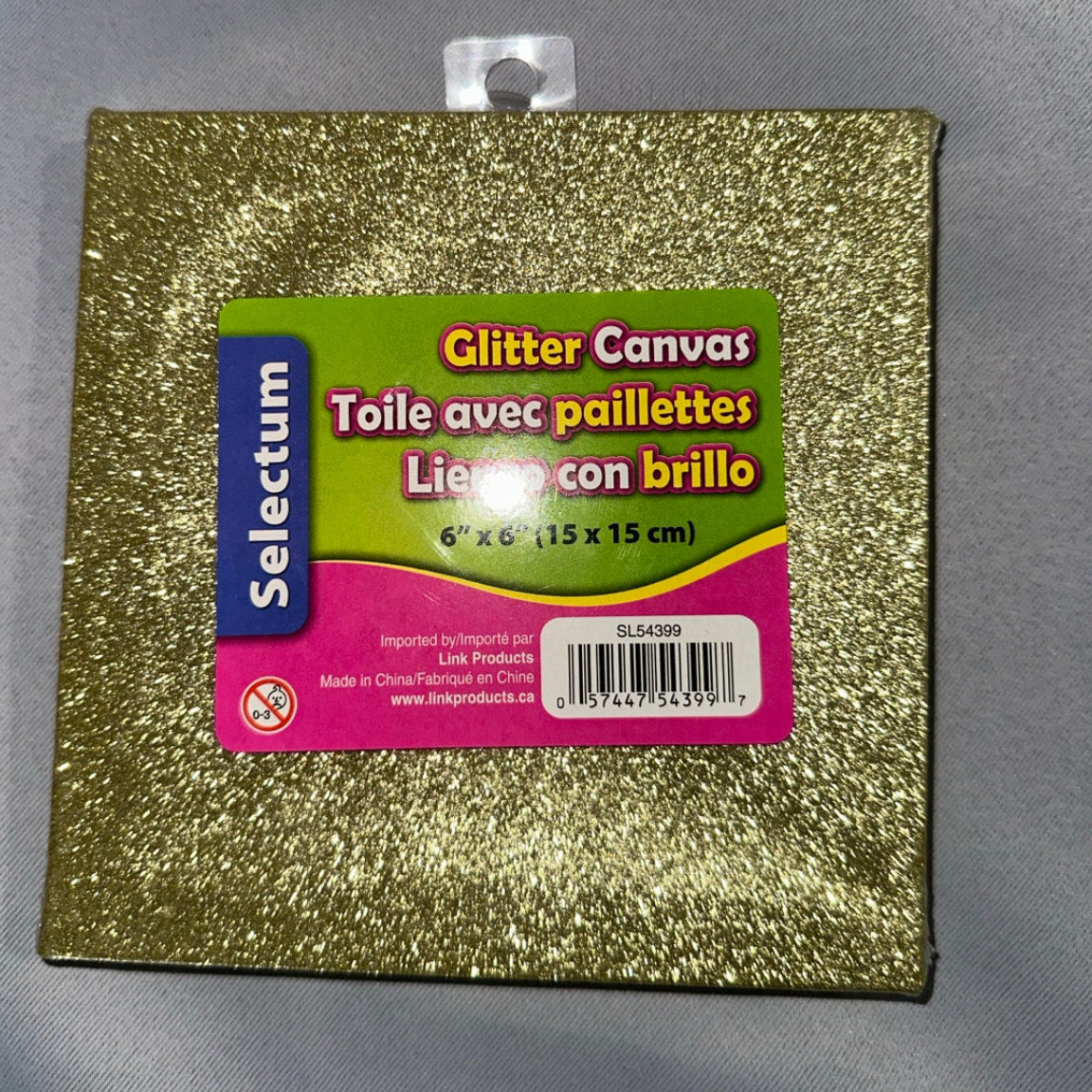 Gold glitter canvas 6 x 6 inches