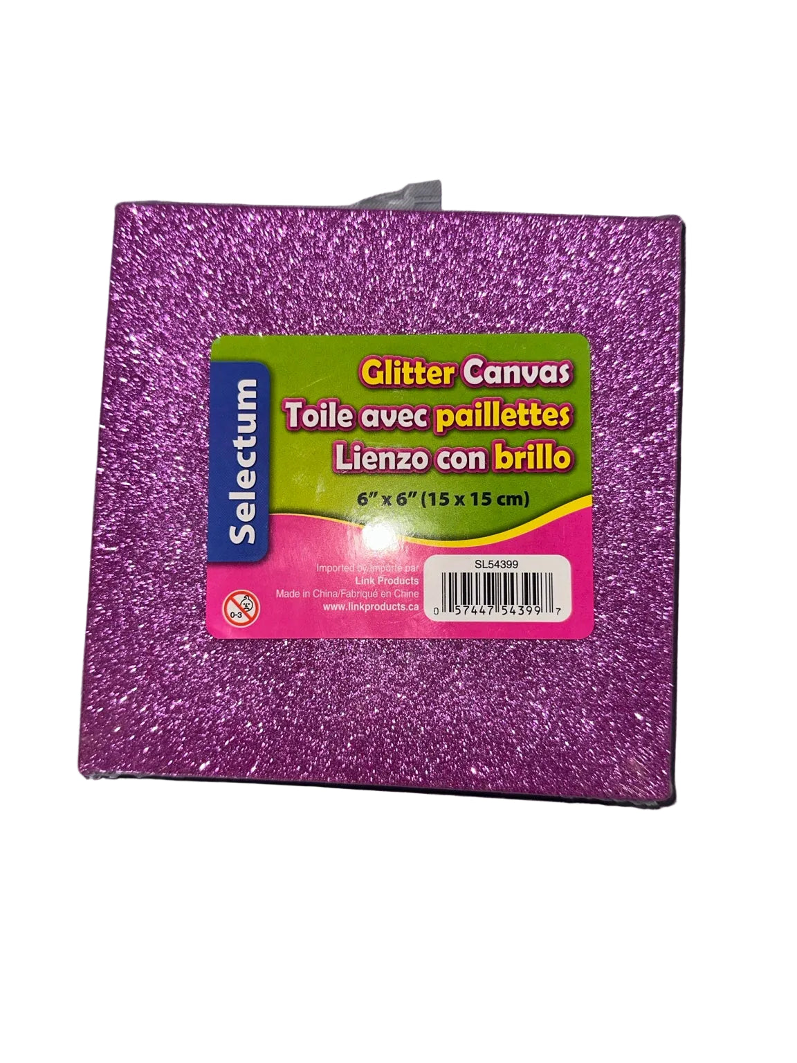 Pink glitter canvas 6 x 6 inches