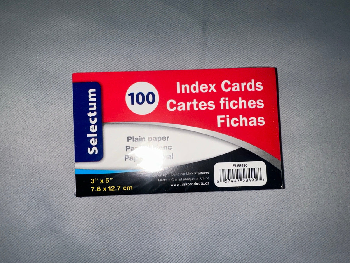 Selectum plain white index cards 3 x 5 inches 100 pack