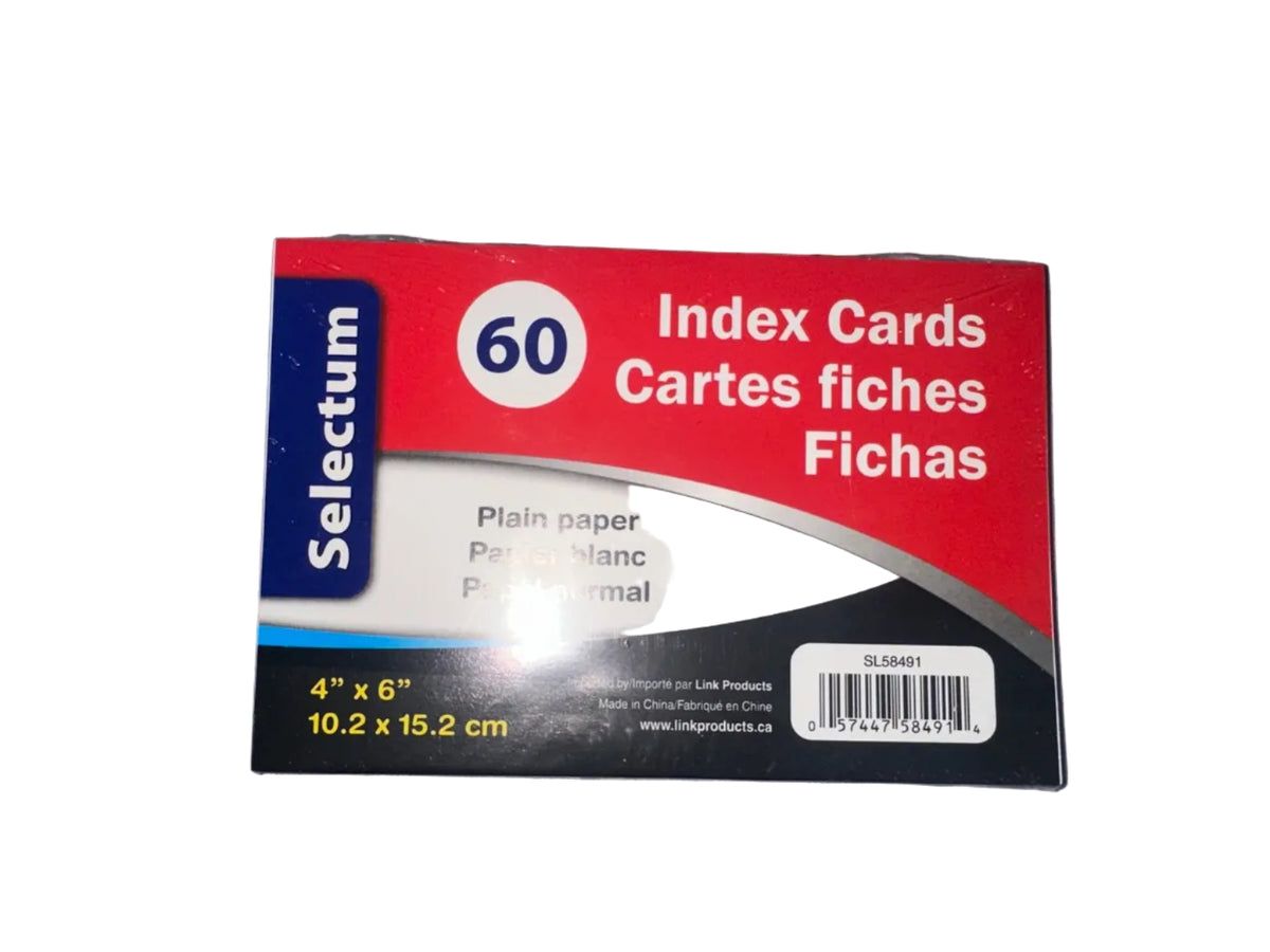 Selectum plain white index cards 4 x 6 inches 60 pack