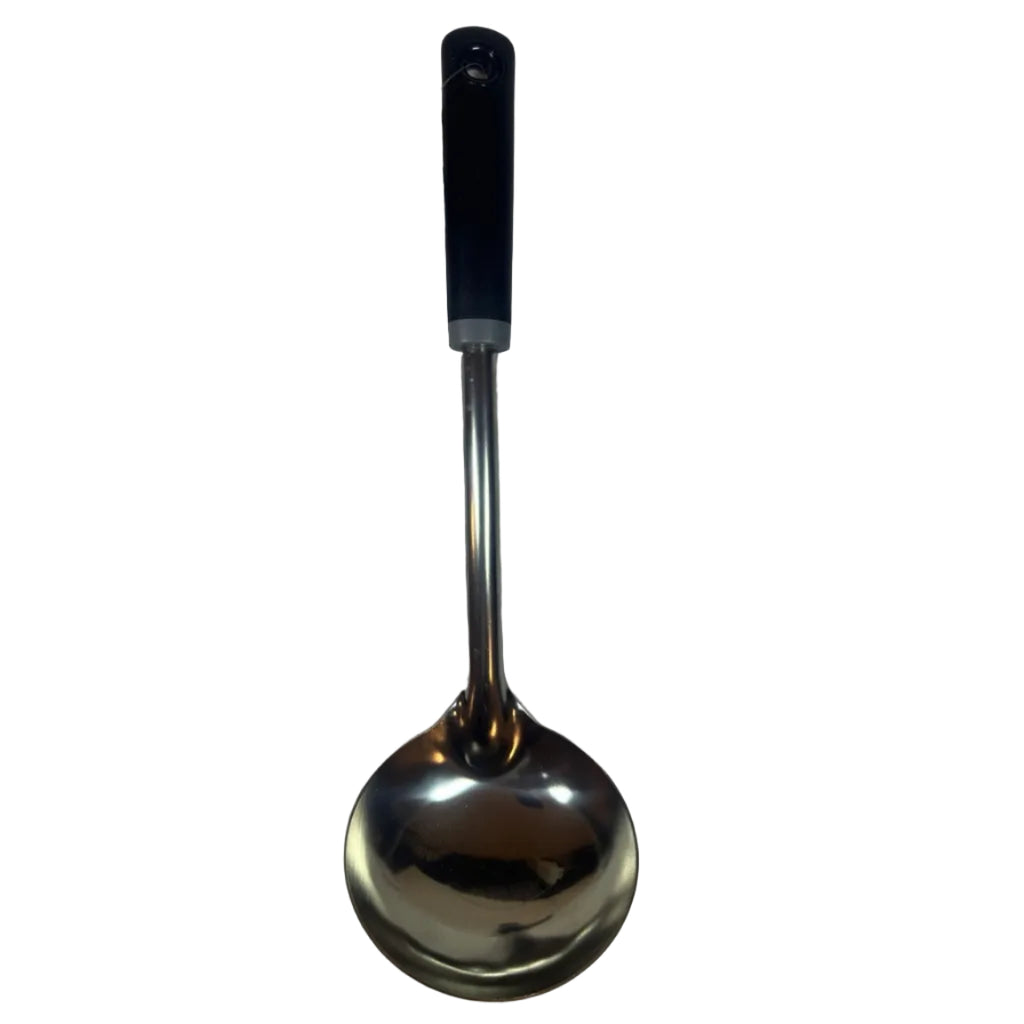 Stainless steel soup ladle front