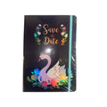Save the Date swan notebook front