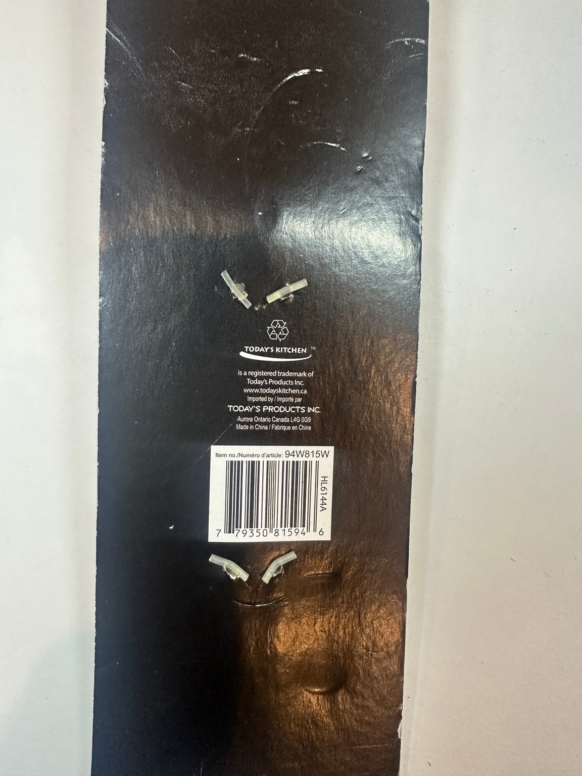 Today's Kitchen teaspoon rear packaging and barcode