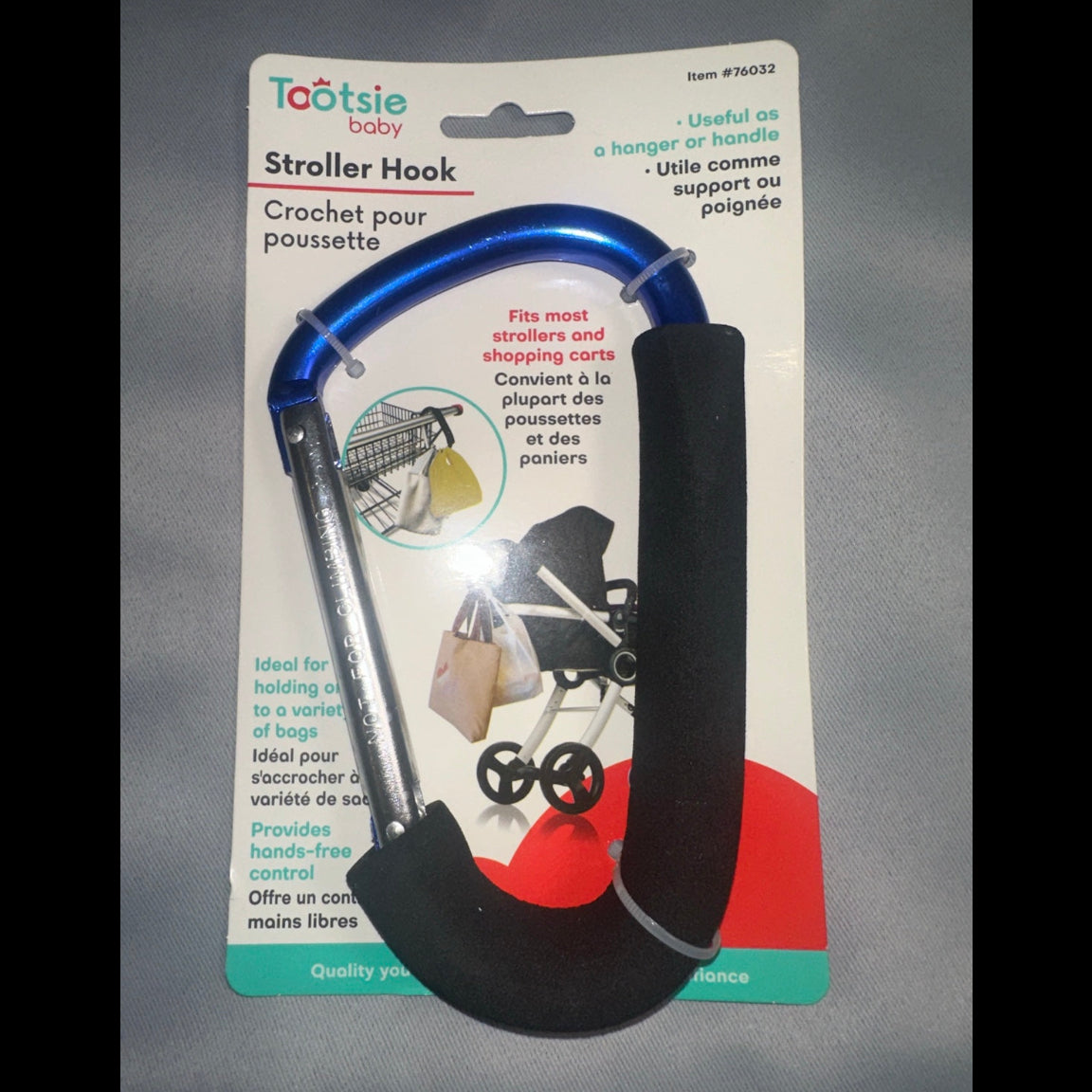 Tootsie Baby stroller hook blue front