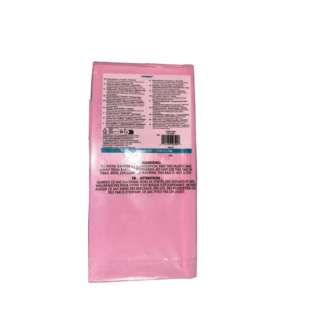 Unique lovely pink rectangular plastic table cover back with barcode