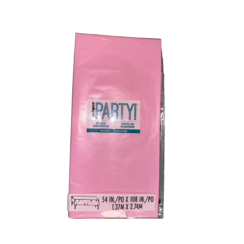 Unique lovely pink rectangular plastic table cover front