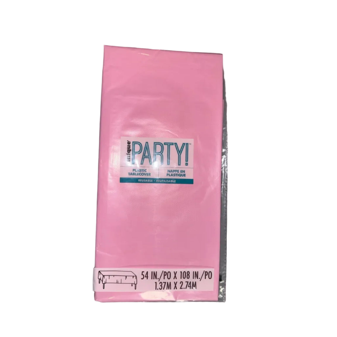 Unique lovely pink rectangular plastic table cover front