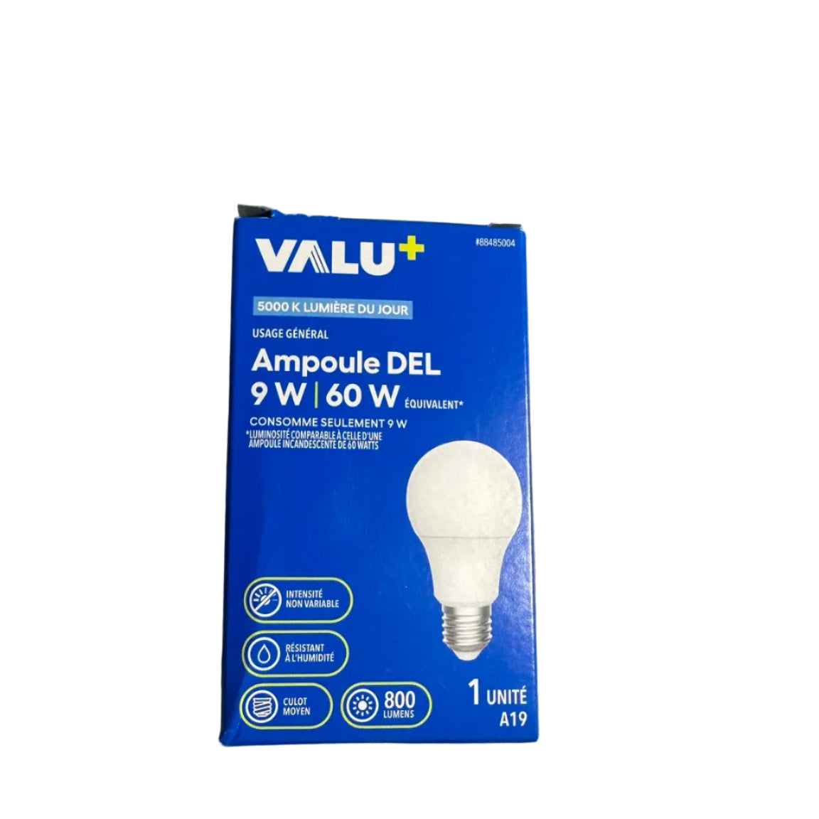 VALU+ A19 LED bulb front packaging