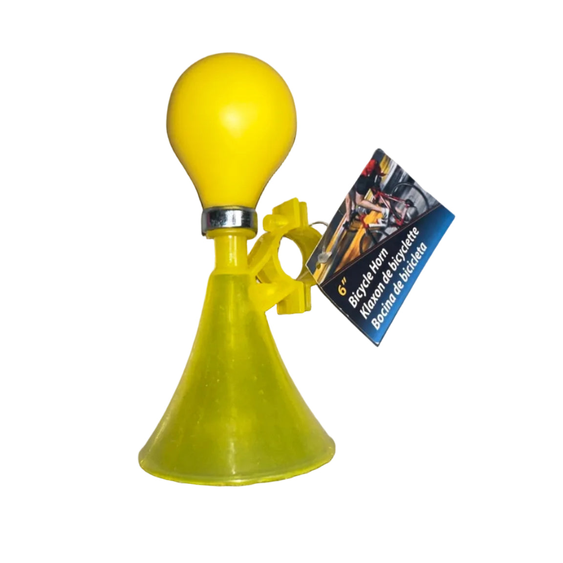 Link Products yellow 6 inch bicycle horn front